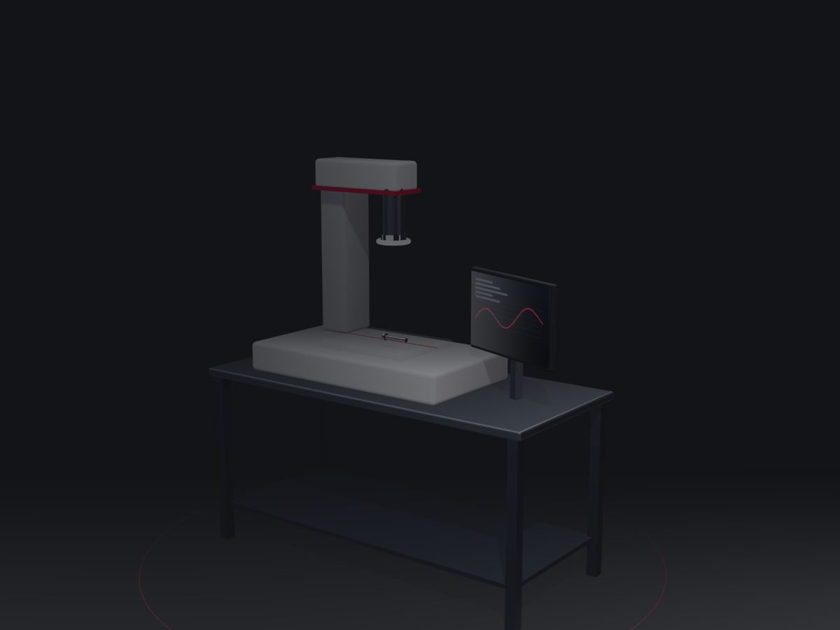 CGI illustration: contour measuring machine