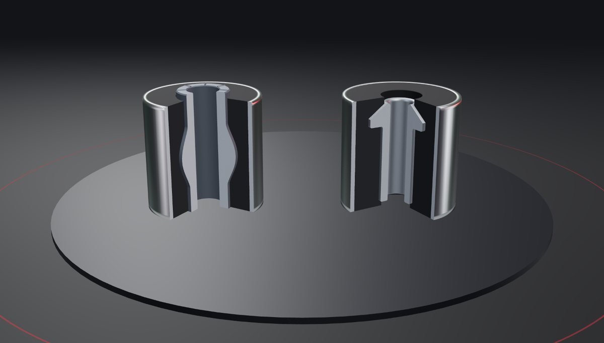 CGI cut-away of two generic rubber-to-metal NVH bushes: a bulged inner sleeve and a flanged inner metal bonded inside the rubber, within an outer steel shell