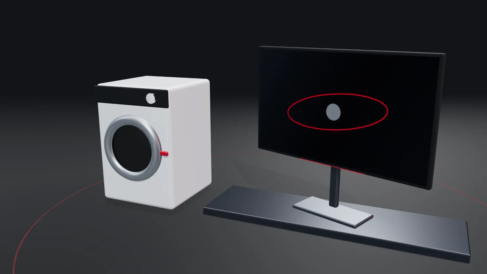 CGI scene — appliances / white goods, with the places REL parts are used marked