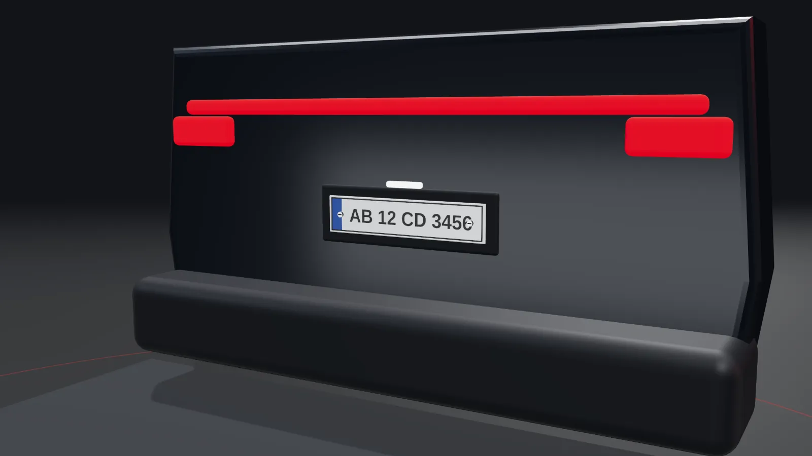 CGI scene — licence-plate fastening (vehicles), with the places REL parts are used marked