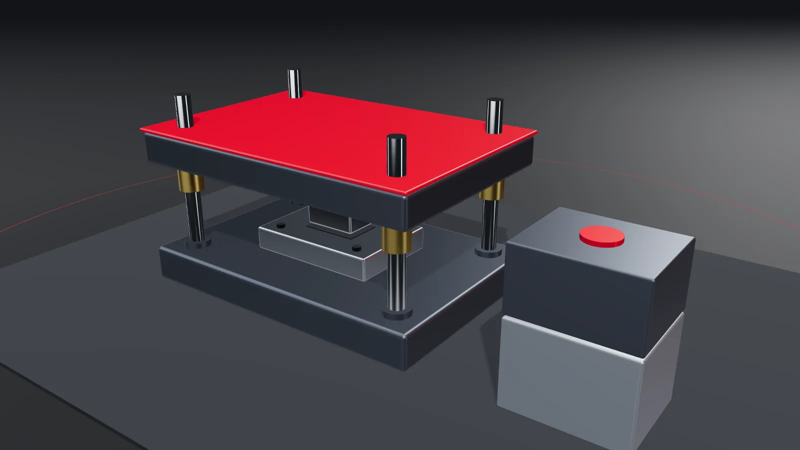 CGI scene — tooling & specialised equipment, with the places REL parts are used marked