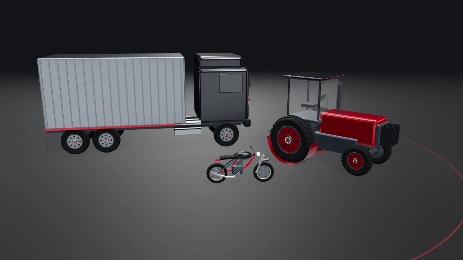 CGI scene — vehicle segments, with the places REL parts are used marked